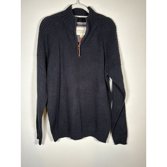 NWOT Weatherproof Vintage Navy Mens 100% Cotton Quarter-Zip Sweater Large - Picture 1 of 6